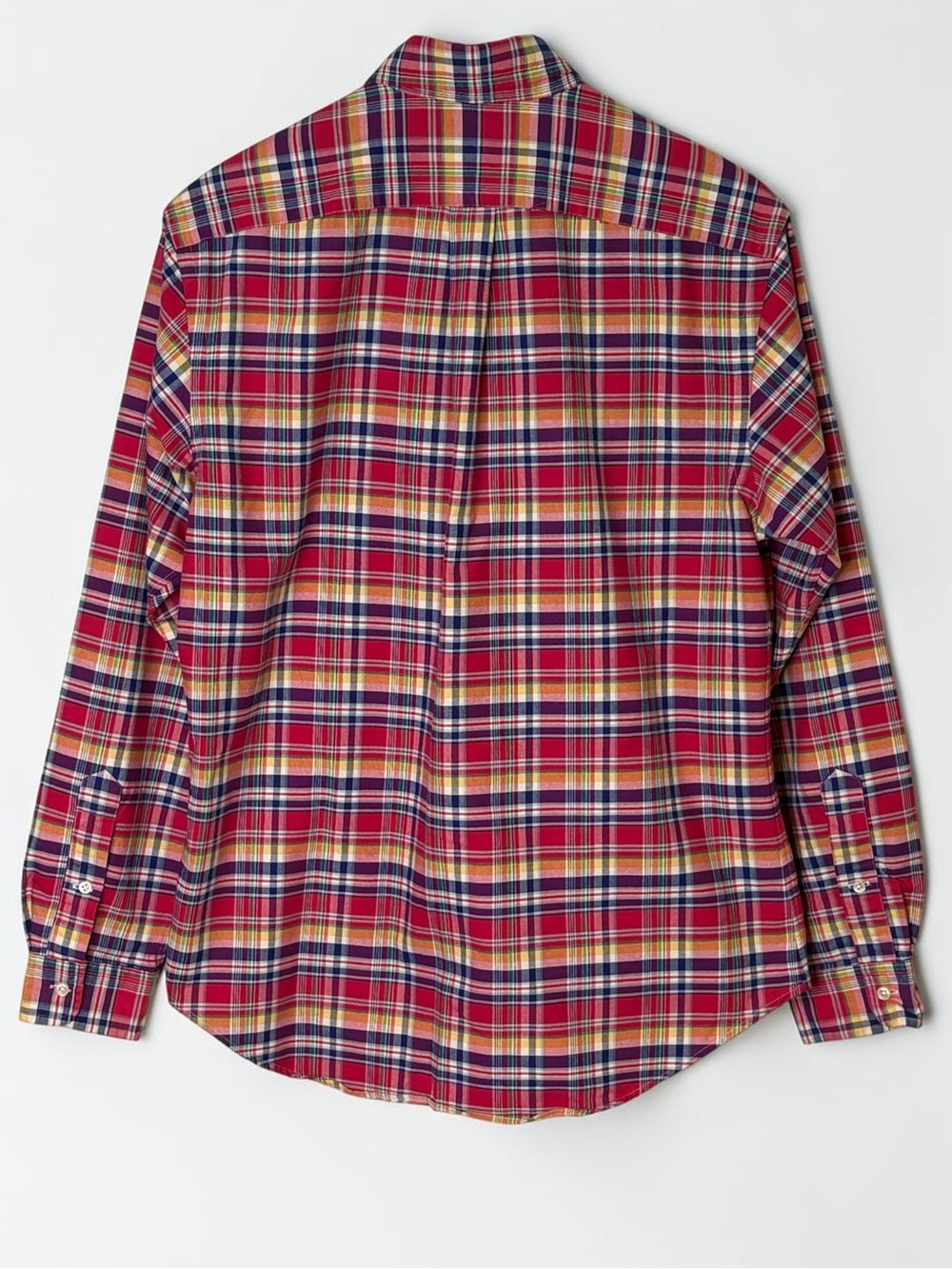 Ralph Lauren Plaid Button Down Shirt Size L Slim Fit Red Yellow Blue Cotton - Picture 5 of 9